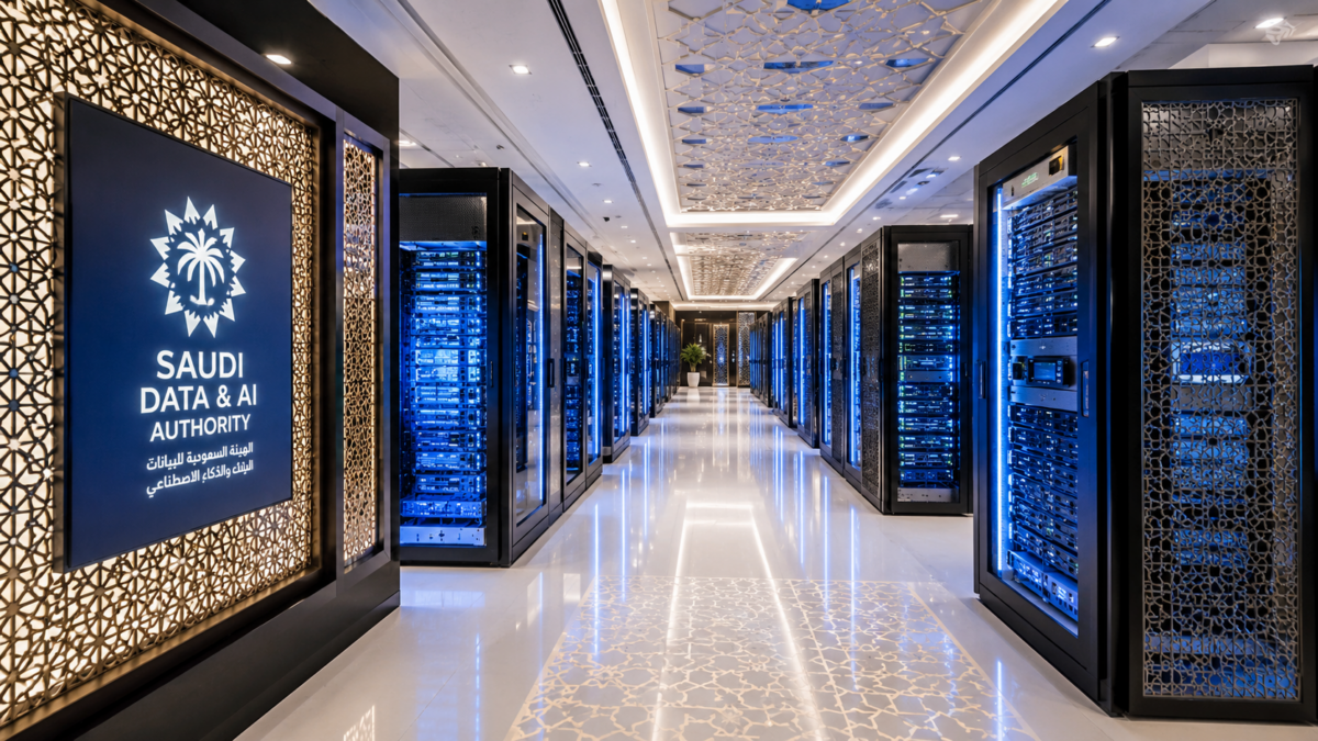 A modern artificial intelligence data center in Saudi Arabia representing the Kingdom's digital infrastructure investments.