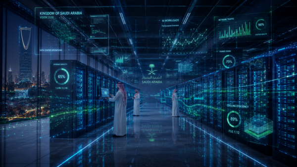 A state of the art data center in Saudi Arabia processing artificial intelligence workloads.