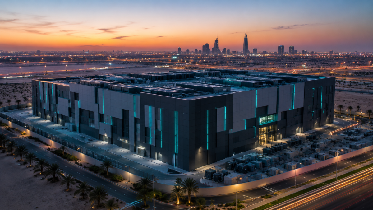 Modern data center facility in Riyadh representing Saudi Arabia's $2.5B infrastructure surge in cloud compute and enterprise AI.