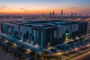 Modern data center facility in Riyadh representing Saudi Arabia's $2.5B infrastructure surge in cloud compute and enterprise AI.