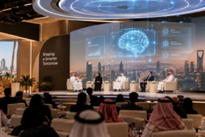 Enterprise tech leaders presenting production AI infrastructure and sovereign compute solutions at LEAP 2026 in Riyadh.