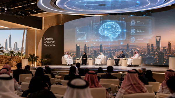 Enterprise tech leaders presenting production AI infrastructure and sovereign compute solutions at LEAP 2026 in Riyadh.